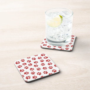 Dessous-de-verre Motif de pattes, pattes de chien, pattes rouges