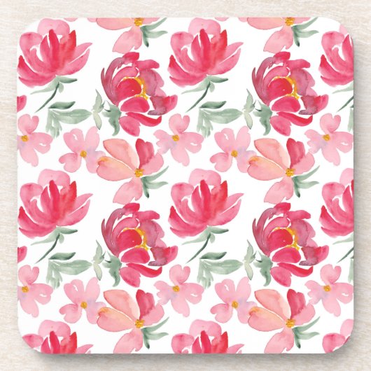 Dessous-de-verre Motif de pivoine d'aquarelle (Devant)