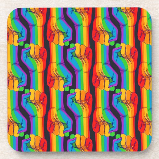 Dessous-de-verre Motif de poing arc-en-ciel (Devant)