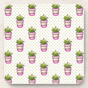 Dessous-de-verre Motif de point Polka Succulent Aquarelle