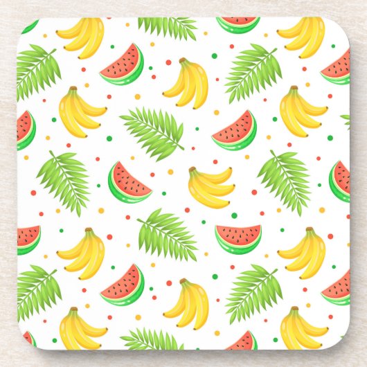 Dessous-de-verre Motif de Pointe Polka aux fruits tropicaux (Devant)