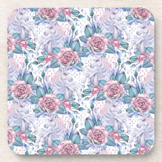 Dessous-de-verre Motif de rose de rose et de bleu (Devant)