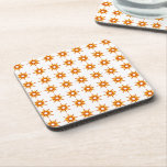 Dessous-de-verre Motif de Starburst Orange moderne du milieu du siè<br><div class="desc">Design moderne du milieu du siècle avec motif vintage de starbursts rétro dans les tons orange et jaune sur un arrière - plan blanc. Design moderne simple et propre. Créez votre propre motif personnalisé en téléchargeant une nouvelle image, ou utilisez le bouton "message" pour contacter le concepteur pour obtenir de...</div>