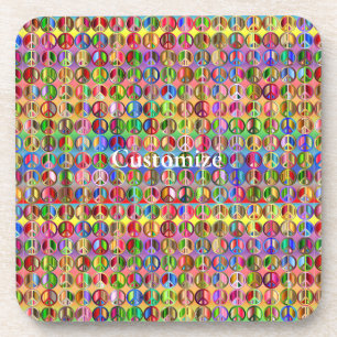 Dessous-de-verre motif de symboles de paix multicolores