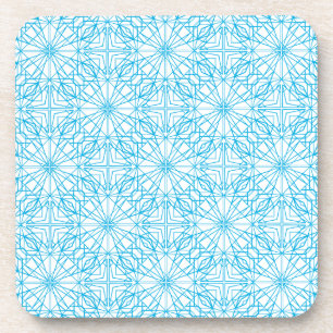 Dessous-de-verre Motif de symétrie géométrique bleu blanc lumineux