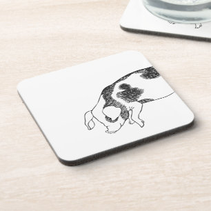 Dessous-de-verre Motif de taches de vache en noir et blanc dessiné