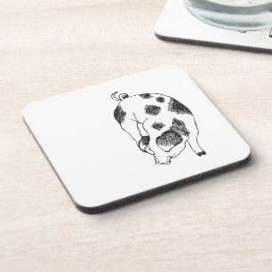 Dessous-de-verre Motif de taches de vache en noir et blanc dessiné