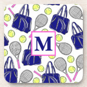 Dessous-de-verre Motif de tennis chic avec monogramme (Devant)