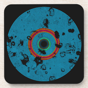Dessous-de-verre Motif de texture bleu Multicolor Vinyl Disk
