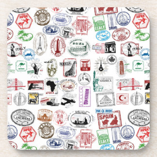 Dessous-de-verre Motif de timbres de voyage