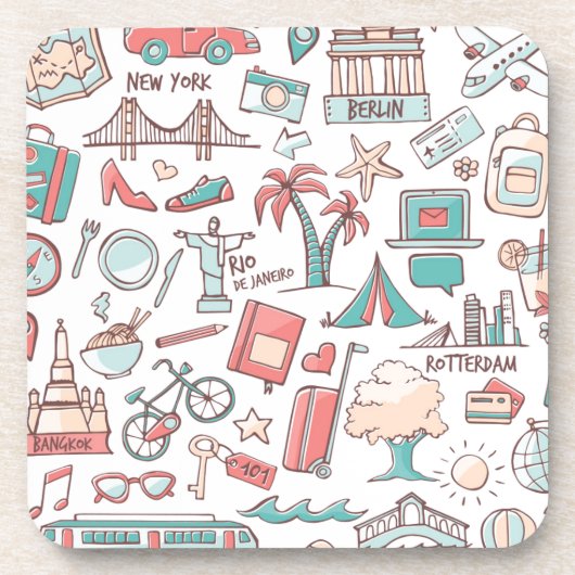 Dessous-de-verre Motif de touristes en pastel (Devant)