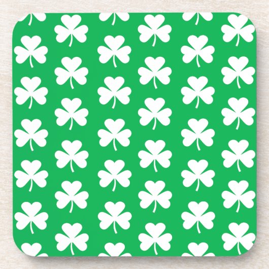 Dessous-de-verre Motif de trèfle vert et blanc (Devant)