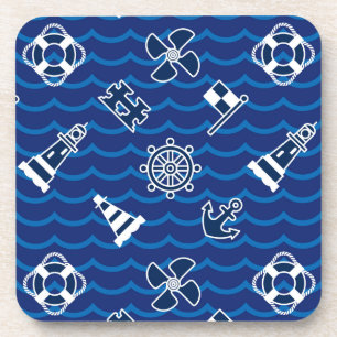 Dessous-de-verre Motif de vagues nautique mignon