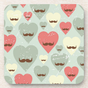 Dessous-de-verre Motif de Valentine avec le coeur et la moustache