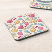 Dessous-de-verre Motif d'enfant de Kawaii avec des griffonnages (Côté gauche)