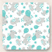 Dessous-de-verre Motif Des Eléphants, Eléphants Mignons - Gris Bleu (Devant)