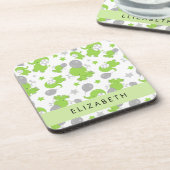 Dessous-de-verre Motif Des Eléphants Verts, Étoiles, Votre Nom (Côté gauche)