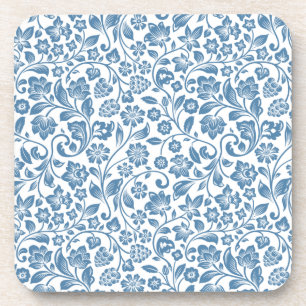 Dessous-de-verre Motif des vignes florales bleues et blanches