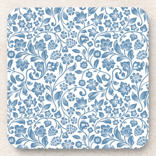 Dessous-de-verre Motif des vignes florales bleues et blanches (Devant)