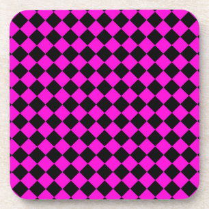 Dessous-de-verre Motif diamant à carreaux rose noir