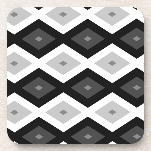 Dessous-de-verre Motif diamant noir, blanc et gris (Devant)