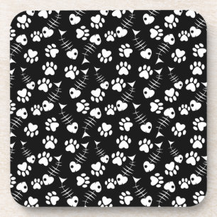 Dessous-de-verre motif d'impression de chat d'os de poissons