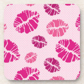 Dessous-de-verre Motif d'impression de forme de baiser de rouge à (Devant)