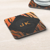 Dessous-de-verre Motif d'impression monogramme Tiger chaud orange e (Côté gauche)