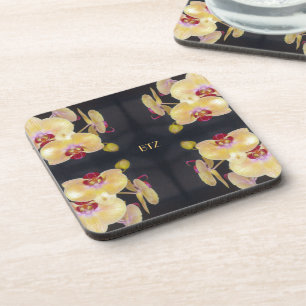 Dessous-de-verre Motif d'orchidée jaune