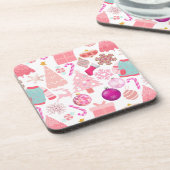 Dessous-de-verre Motif d'ornement de Noël rose (Côté gauche)