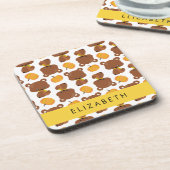 Dessous-de-verre Motif D'Ours, Mignons Ours, Citrouille, Votre Nom (Côté gauche)