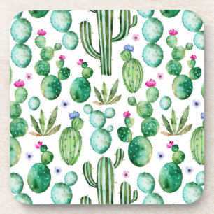Dessous-de-verre Motif d'usines de cactus d'aquarelle