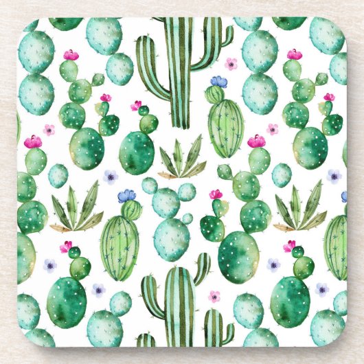 Dessous-de-verre Motif d'usines de cactus d'aquarelle (Devant)