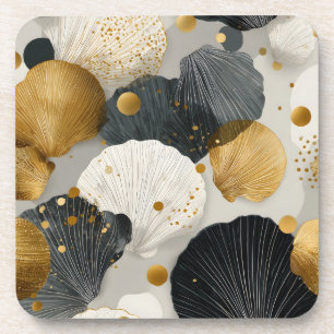 Dessous-de-verre Motif élégant de coquilles Saint-Jacques dorées et