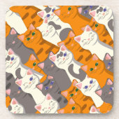 Dessous-de-verre Motif en diagonale du chat noir blanc gingembre (Devant)