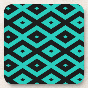 Dessous-de-verre Motif en diamant noir et turquoise