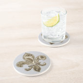 Dessous de verre Motif en grès de Fleur de Lys (Côté)