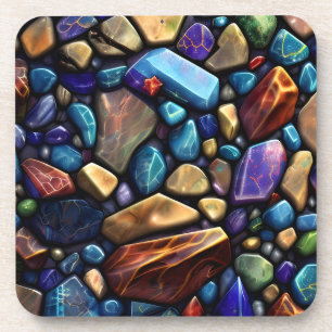 Dessous-de-verre Motif en mosaïque de pierre colorée