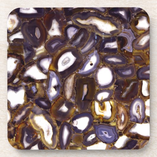 Dessous-de-verre Motif en pierre blanche Brown violet (Devant)