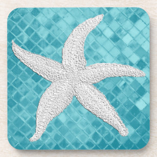 Dessous-de-verre Motif en verre marin de Starfish blanc