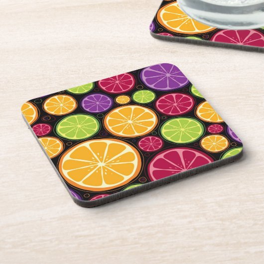 Dessous-de-verre Motif et arrière - plan oranges (Côté gauche)