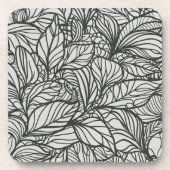Dessous-de-verre Motif Feuille noir et blanc (Devant)