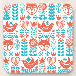 Dessous-de-verre Motif finlandais d'art populaire de Fox et