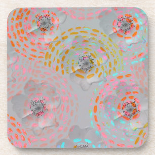 Dessous-de-verre Motif fleuri coloré avec lignes graphiques pointil