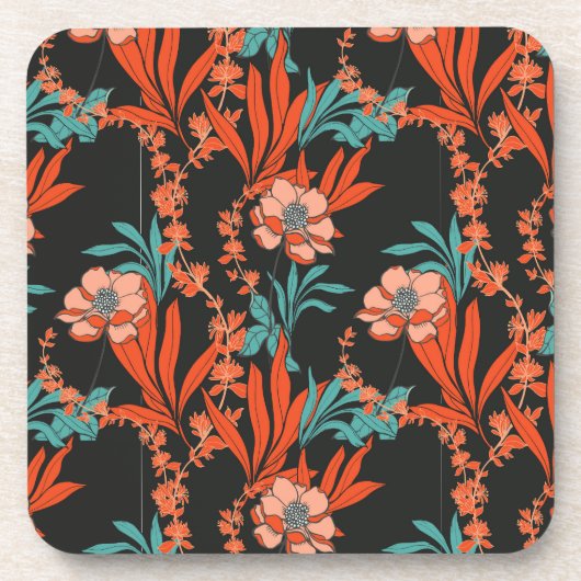 Dessous-de-verre Motif floral abstrait d'orange (Devant)