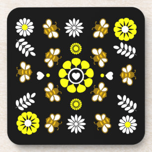 Dessous-de-verre Motif floral botanique d'abeille