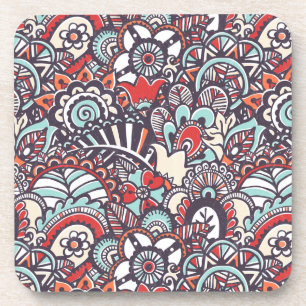 Dessous-de-verre Motif floral de griffonnage de Paisley