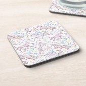 Dessous-de-verre Motif floral de licorne d'aquarelle (Côté gauche)