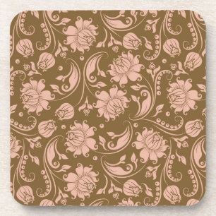 Dessous-de-verre Motif floral de rose et de brun