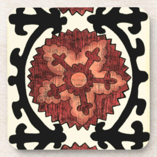 Dessous-de-verre Motif floral décoratif de style de Suzani
